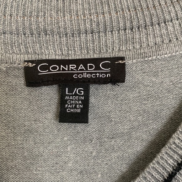 Grey v-neck striped long sleeved sweater - Picture 4 of 5